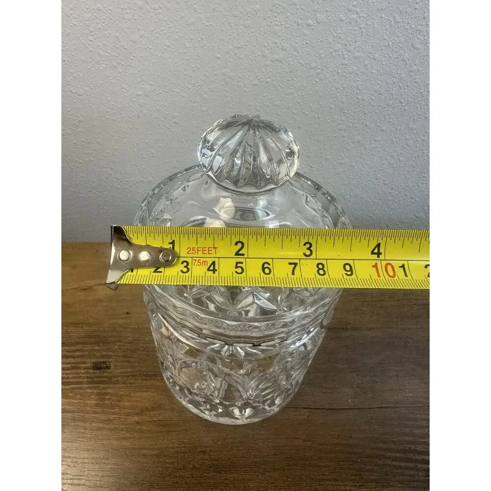Beautiful Astor Antique Crystal Biscuit Barrel or Candy Jar Diamond Cut 7.5”